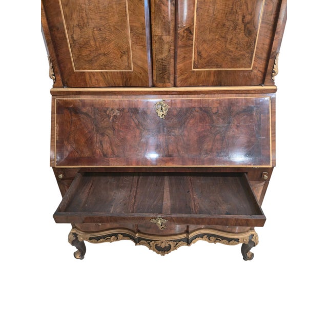 Wood Antique Walnut Bureau Cabinet attributed to Ortmann, Denmark, 1745 For Sale - Image 7 of 17