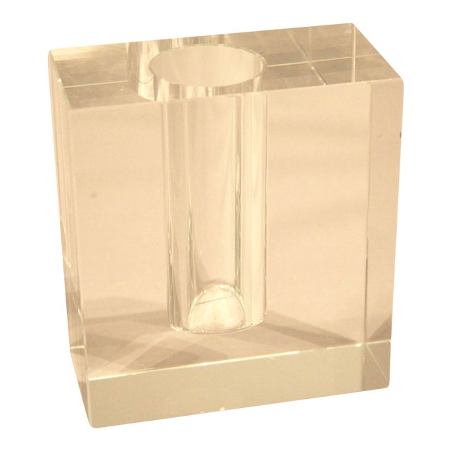 Clear Glass Block Modernist Bud Vase Chairish