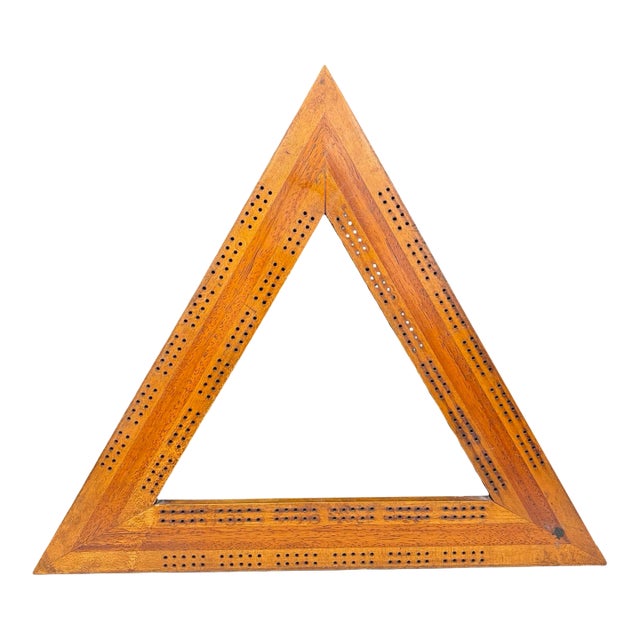 Antique Triangular Hardwood Cribbage Board For Sale