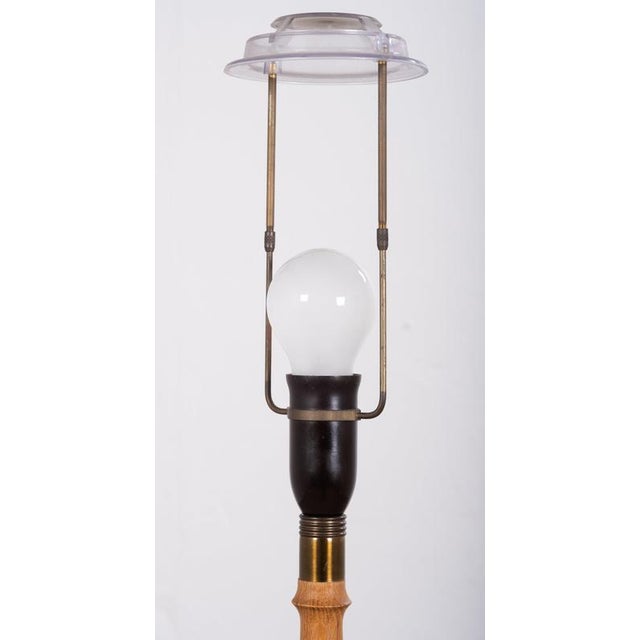 Danish Teak and Brass Floor Lamp with Original Shade, 1960s For Sale - Image 6 of 8