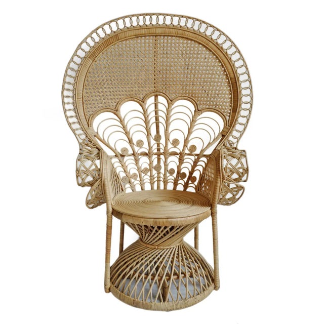 Raw Wicker Peacock Cane Back Fan Chair Chairish