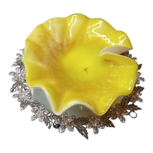 Exquisite Murano Italy Aventurine Canary Yellow Ashtray Bowl