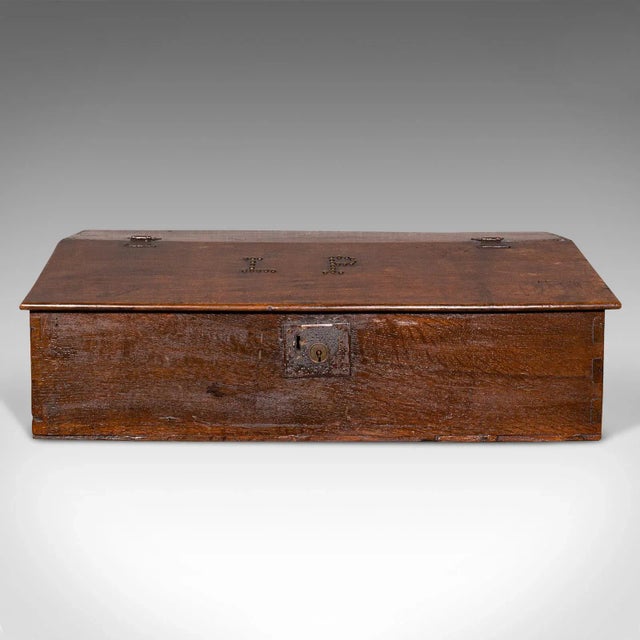 1700s Antique English William III Oak Verger's Table Top Desk For Sale - Image 6 of 13