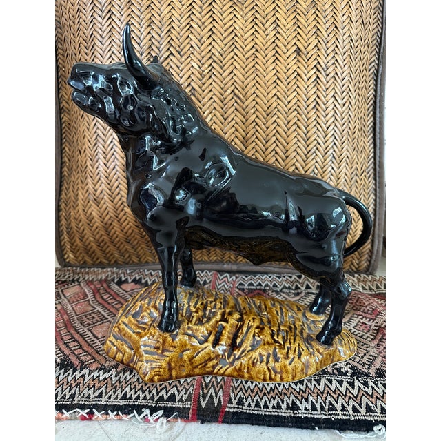 Vintage 13” Mid-Century Ceramic Bull Sculpture For Sale - Image 14 of 16
