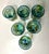 Striking set of six hand-blown Murano art glass tumblers in the Venetian goti de fornasa tradition. Each glass is...