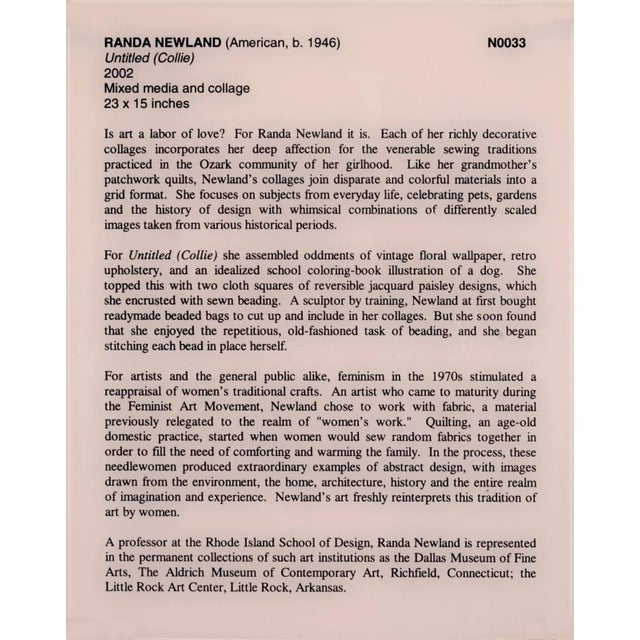 Contemporary Randa Newland Untitled (Collie) Contemporary Mixed Media & Collage Framed 2002 For Sale - Image 3 of 12