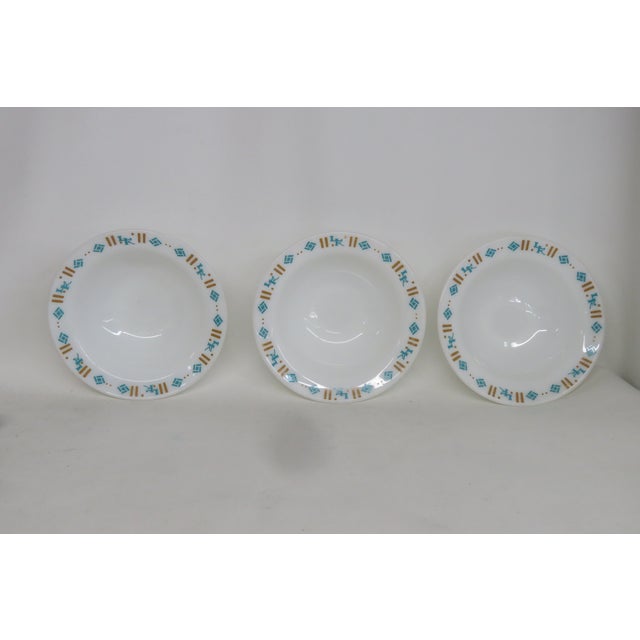 Mid-Century Modern Mid 20th Century Anchor Hocking Fire King 927 Glass Bowls 3pc Set Ludwig and Kibbey Pattern For Sale - Image 3 of 10
