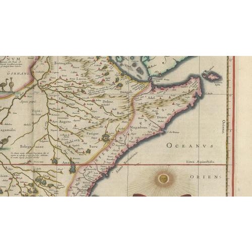 Antique Ethiopia Abyssinia Blue Map, 1642 For Sale - Image 9 of 10