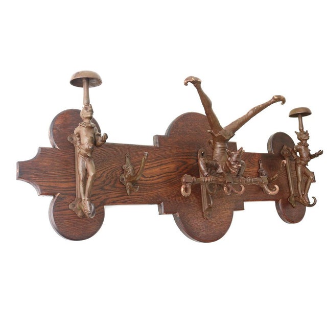 Victorian Oak Wall Coat Rack with Cast Iron, 1890s For Sale - Image 16 of 16