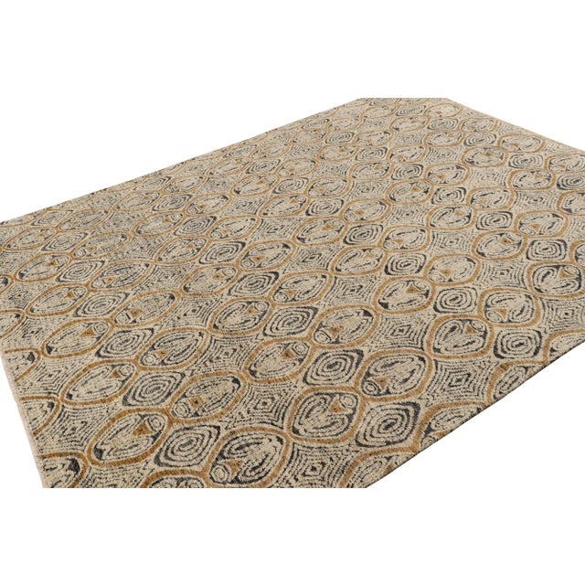 Rug & Kilim Rug & Kilim’s Moroccan Style Rug in Cream White and Gold Geometric Patterns - 6x8 For Sale - Image 4 of 7