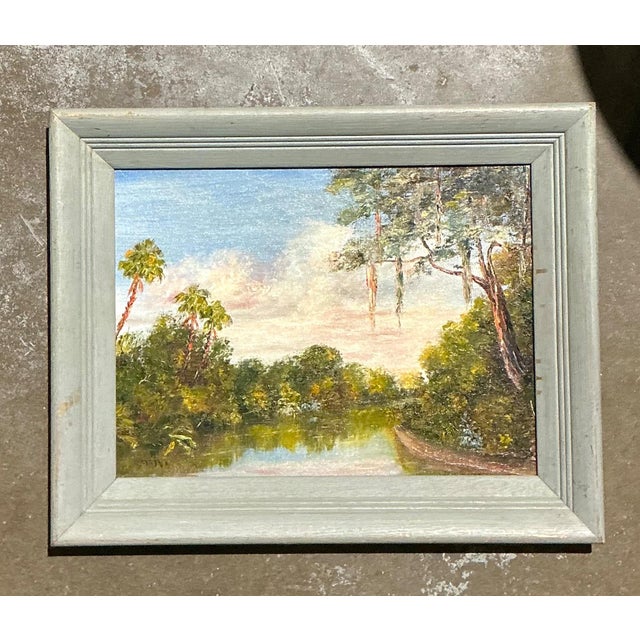 Vintage Landscape Oil Painting on Board For Sale - Image 4 of 15