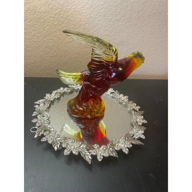 VTG Mosser Amberina Glass 7” Bird in Flight Figurine For Sale - Image 4 of 8