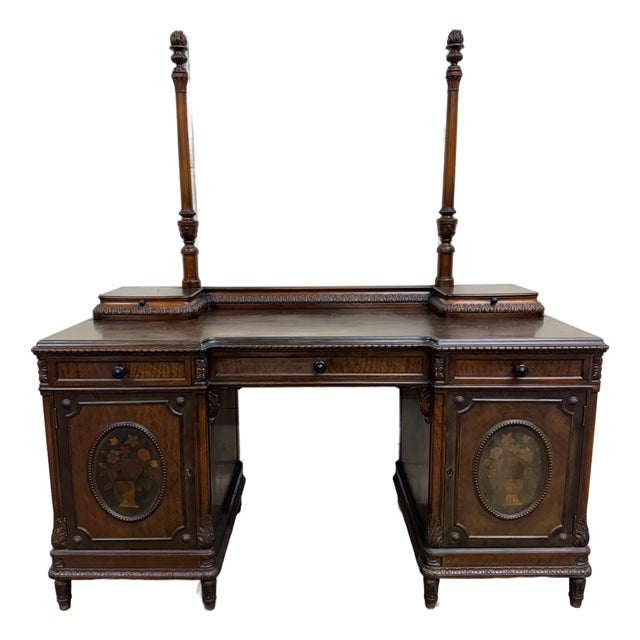 Antique Berkey & Gay Mahogany Vanity or Kneehole Desk For Sale