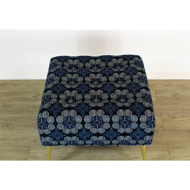 Chenille Ottoman on Italian Style Metal Legs For Sale - Image 9 of 11