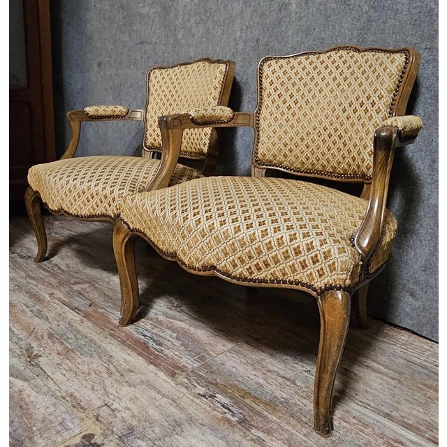 Antique Louis XV Walnut Armchairs, Set of 2 For Sale - Image 5 of 8