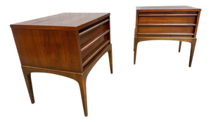 Mid-Century Modern Lane Rhythm Walnut Nightstands - Set of 2 - Refinished!