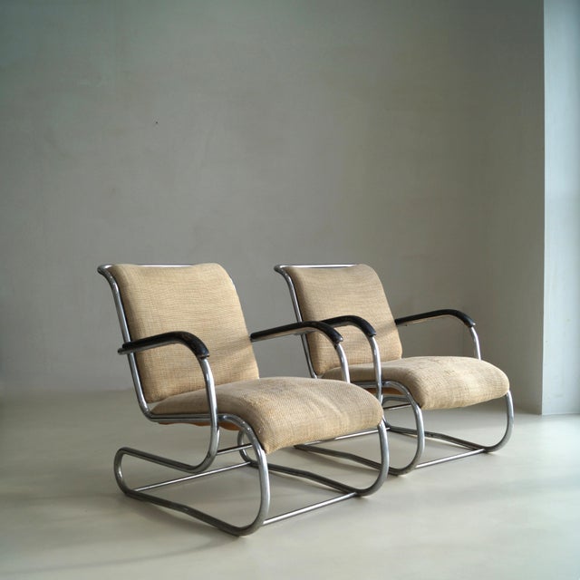 Vintage Bauhaus Lounge Chairs in Tubular Steel by Paul Schuitema for D3, 1930s, Set of 2, in Very Good conditions....