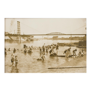 On the Beach Near Paris, Silver Gelatin Black and White Photography, 1929 by Press Agency Rol