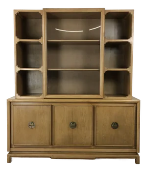 Mid Century Modern Two Piece China Cabinet With Limed Oak Finish