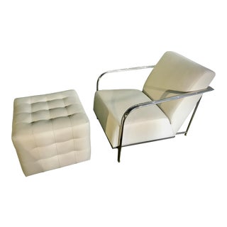 Artefacto Leather Lounge Chair & Ottoman For Sale