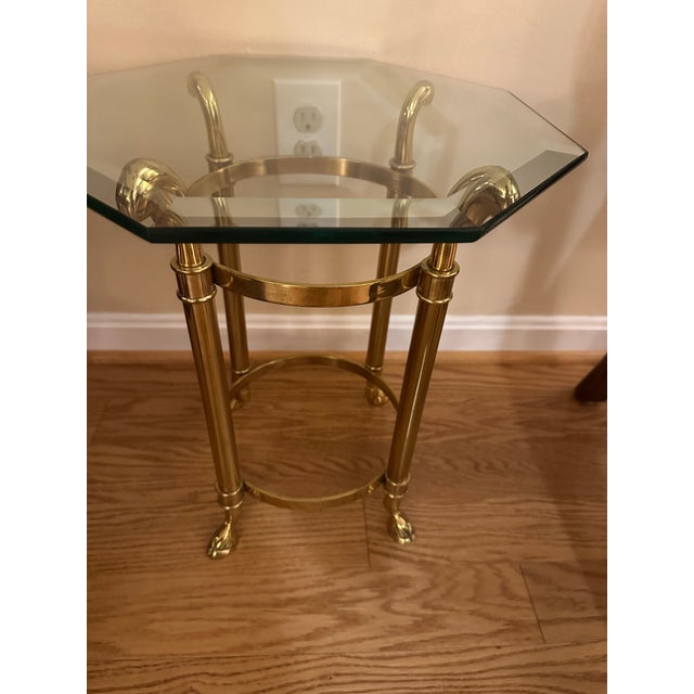 Excellent Condition Hexagon Glass - 3/8 inch Bevel Hoof feet Height: 17 inches Width: 15 inches Excellent Condition