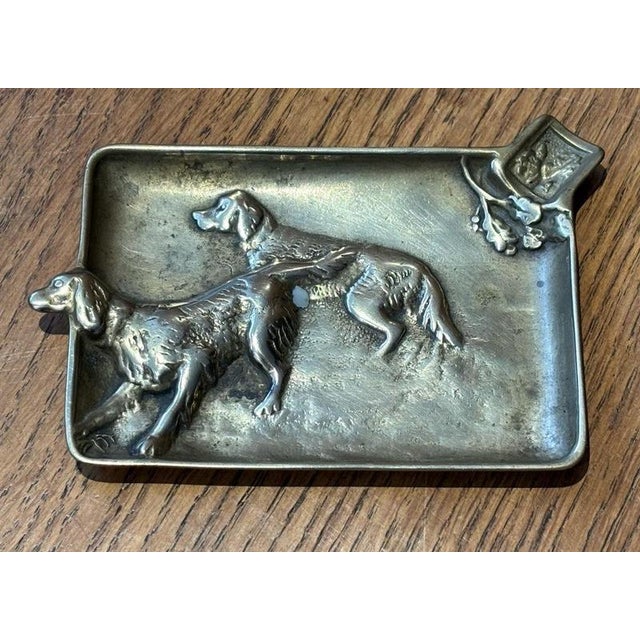 Metal Art Noveau Cast Brass Ashtray with Hunting Dogs from Leon Chandon For Sale - Image 7 of 7