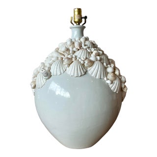 Vintage Boho Shell Encrusted Ceramic Lamp For Sale