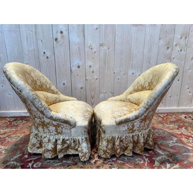 Wood 20th Century Crapaud Armchairs, Set of 2 For Sale - Image 7 of 10