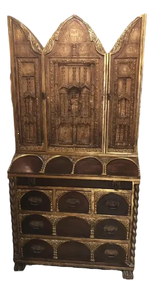 Bargueno Toledano -Carved Antique Secretaire Desk