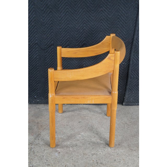 Vico Magistretti Set of 4 Mid 20th Century Attributed to Vico Magistretti Italian Mid-Century Modern Carimate Dining Armchairs Leather For Sale - Image 4 of 15