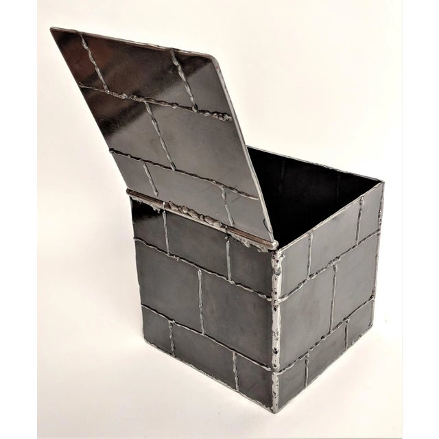 Brutalist Metal Box Hand Welded Box For Sale - Image 4 of 12