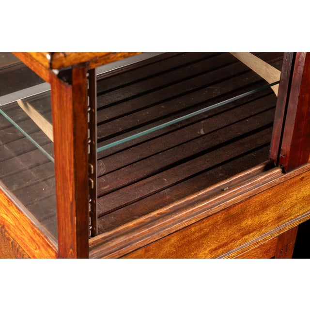 Antique Oak Barber Shop Display Cabinet For Sale - Image 12 of 13