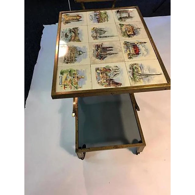 Mid-century Italian Modernist European Cities Tile Bar Cart For Sale In Philadelphia - Image 6 of 8