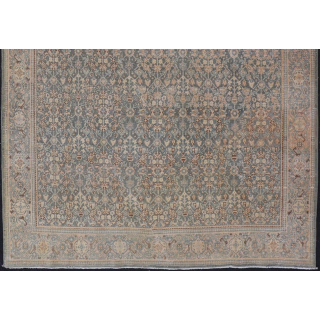 Light gray/blue background antique Persian Tabriz rug with Small scale repeating Herati design, rug , country of origin /...
