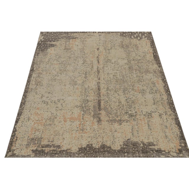 Contemporary Rug & Kilim’s Distressed Style Abstract Rug in Beige and Gray All Over Pattern For Sale - Image 3 of 8