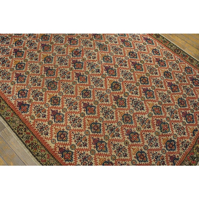 Persian 1880s Ivory Floral Trellis Antique Perisan Farahan Rug 4'2" X 6'2" Handknotted Wool Carpet For Sale - Image 3 of 5