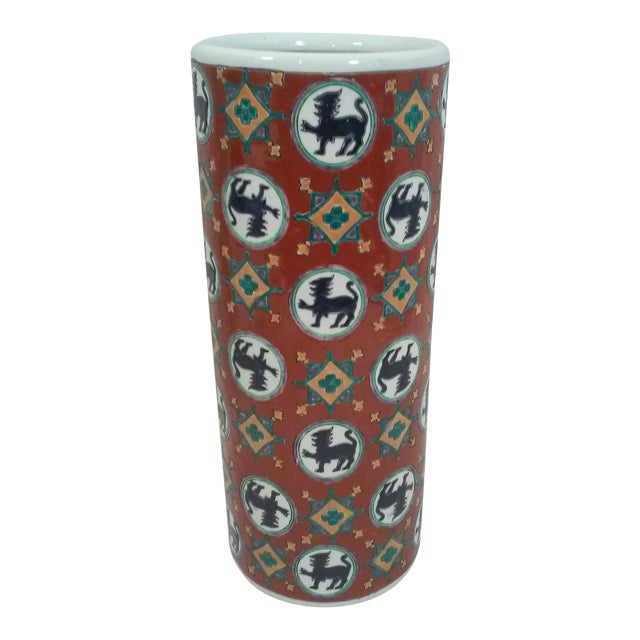 Chinoiserie Foo Dog Porcelain Vase For Sale