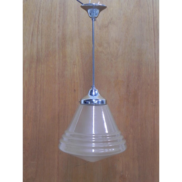 Art Deco Frosted Glass Pendant Lamp, 1930s For Sale - Image 6 of 11