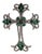 Antique-Style Silver Cross Brooch Cum Pendant With Emeralds & Diamonds For Sale