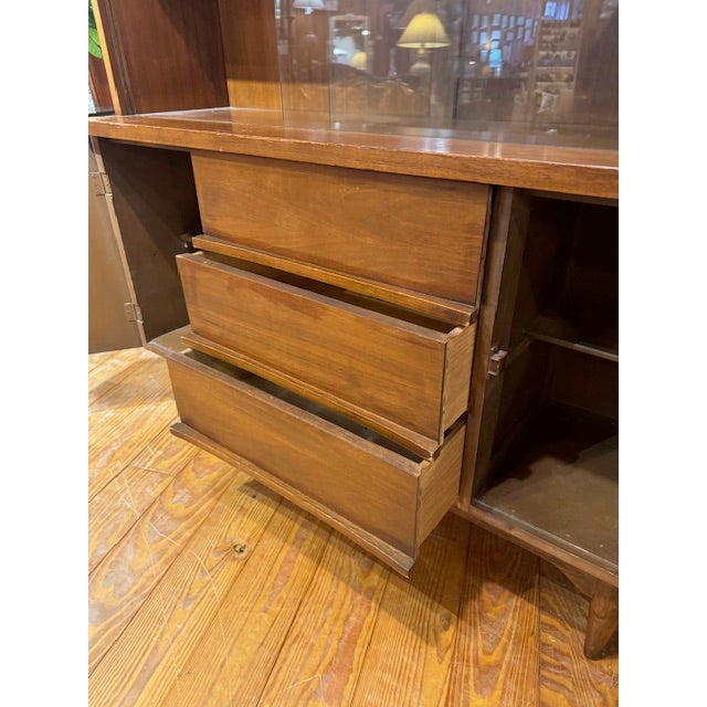 1950s Walnut China Cabinet For Sale - Image 14 of 15