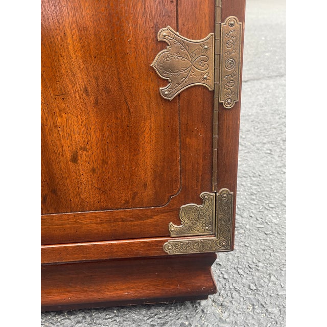 1970s 1970s Pair of Vintage Henredon Pan Asian Campaign Chinoiserie Commode Cabinets, Attributed For Sale - Image 5 of 12