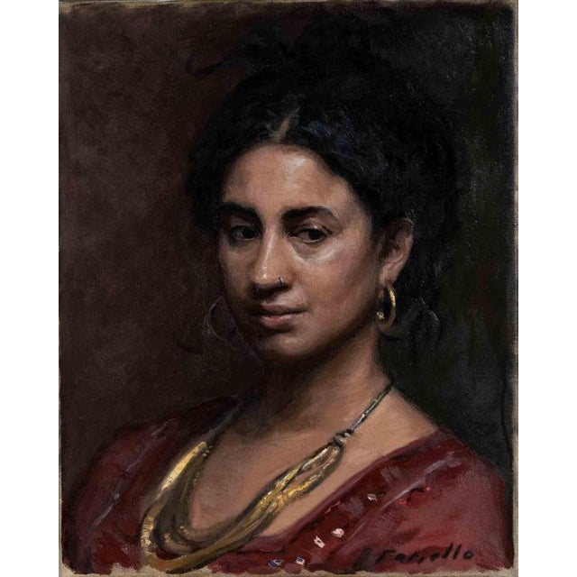Oil on canvas realized by Marco Fariello in 2023, depicting a dominican woman. Excellent condition. Certificate of...