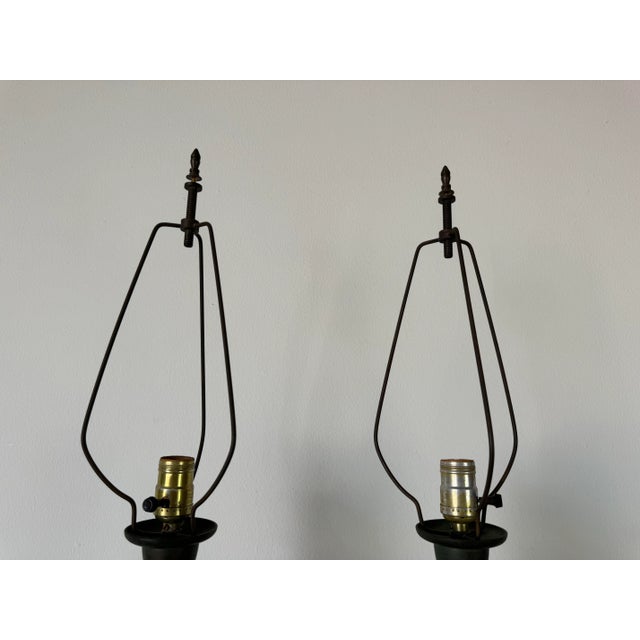 Brass James Mont Style Brass Chinoiserie Table Lamps - A Pair/Sold For Sale - Image 8 of 12