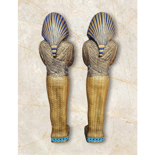 Pair of Vintage King Tutankhamun Statues For Sale - Image 9 of 11