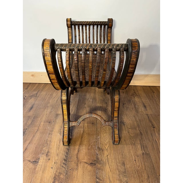 Late 20th Century Late 20th Century Bamboo Wrapped Hollywood Regency Neoclassical Style Bench For Sale - Image 5 of 7