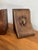 Chippendale 1980s English Regency Aged Leather Bookends With Ringed Lion Heads For Sale - Image 3 of 10