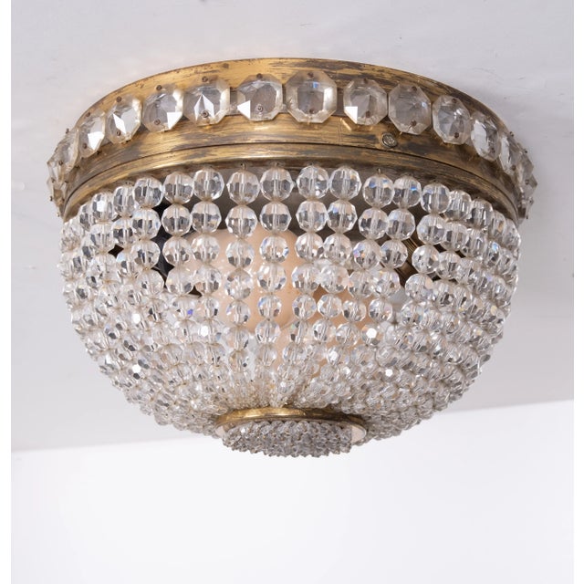 Crystal Glass Ceiling Lamp, 1930s For Sale - Image 3 of 10