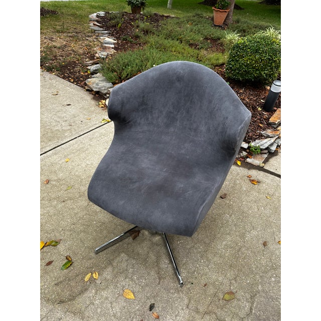 Ligne Rose Alster Alster Chair in Gray Suede For Sale - Image 9 of 10