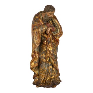Very Fine Spanish Carved Polychromed Saint Santos Statue C. 1720-50 For Sale