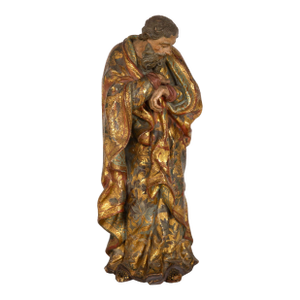 Very Fine Spanish Carved Polychromed Saint Santos Statue C. 1720-50